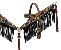Showman® Feather print headstall and breast collar set SH13063