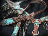 Showman® Bejeweled metallic leopard print headstall and breast collar set SH13265