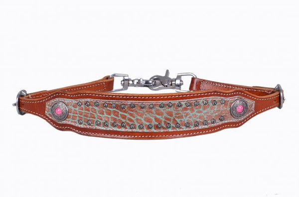 Showman® Teal & Brown gator print wither strap