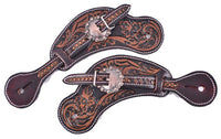 Showman® Ladies size floral tooled spur straps