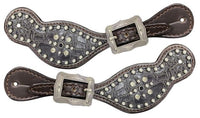 Showman ® Ladies Gator spur straps with silver beading
