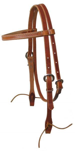 Browband harness leather headstall with ties. Made in USA.