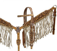 Showman ® Tan suede fringe and floral tooling