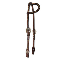 7031C ONE-EAR HEADSTALL – CHOCOLATE BRIDLE LEATHER ANTIQUE SPOTS
