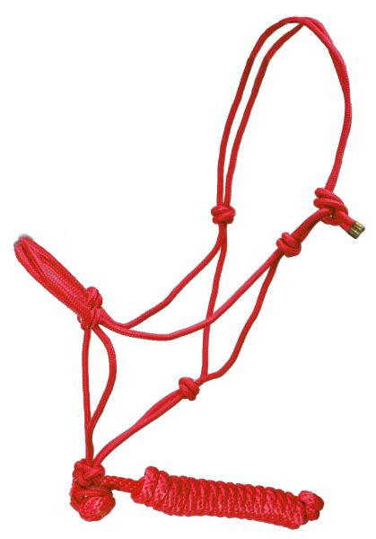 Showman™ horse size adjustable nylon cowboy knot halter with matching 5/8" X 7' lead SH722731