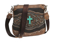 Montana West ® Floral messenger bag turquoise stone cross