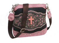Montana West ® Floral messenger bag turquoise stone cross