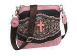 Montana West ® Floral messenger bag turquoise stone cross