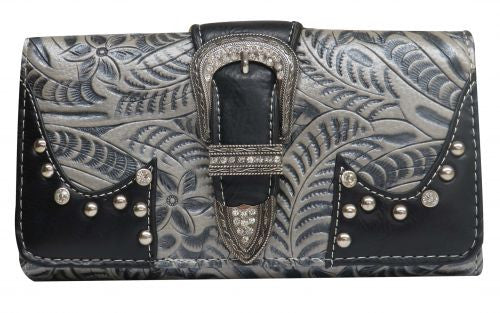 Silver embossed PU leather wallet SHBA1726-A1
