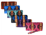 Aztec print zippered wallet with wristlet strap