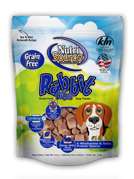 NutriSource Rabbit Bites Grain Free Dog Treats, 6-oz bag