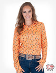 CGT CORAL WESTERN PRINT SPORT JERSEY PULLOVER BUTTON-UP